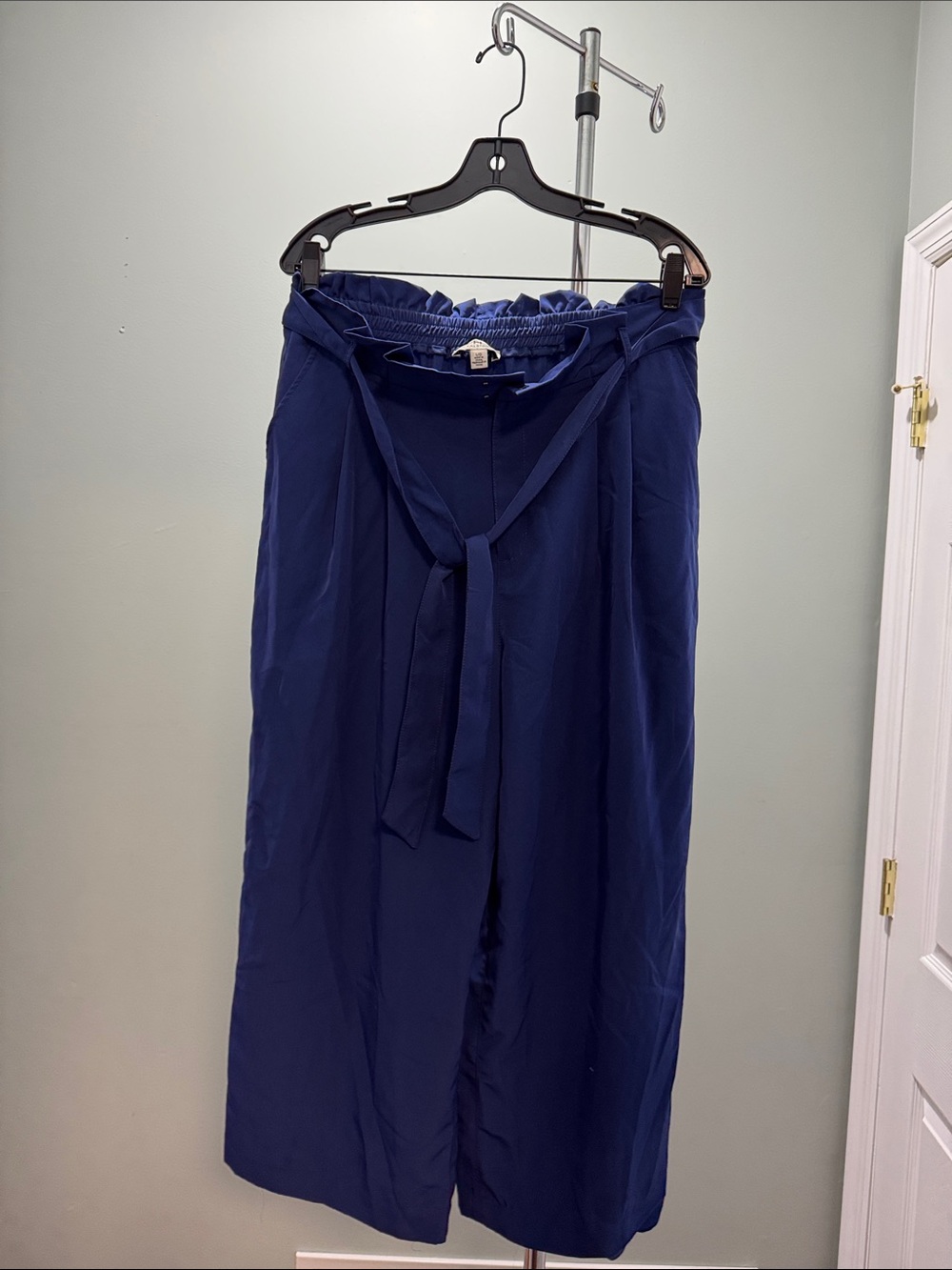 H by Halston Navy Tie-Waist Midi Skirt